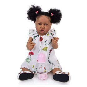 Poupées Reborn Bébé Fille Bouclée Simulation Bébé Mignon Réaliste Fait À La Main en Silicone Bouche Complète Magnétique 22 Po