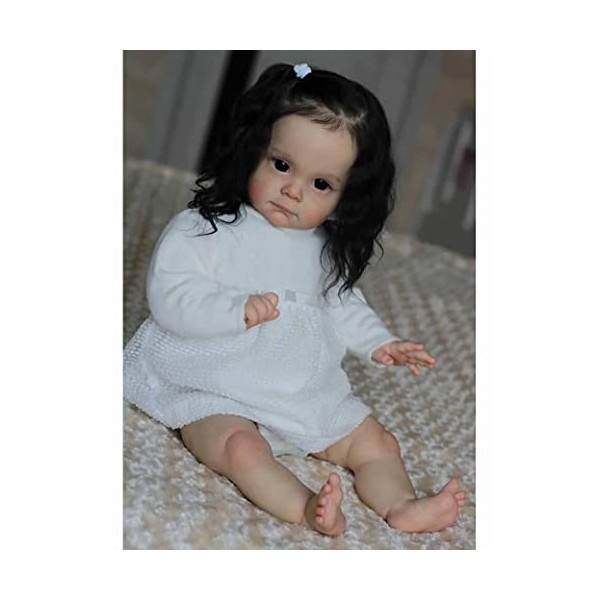 HLILY Poupée Bébé Reborn, Réalistes Nouveau-Né Reborn Baby Dolls, Qui Ressemble à Une Vraie Poupée Bébé, Yeux Ouverts Bébé Fi