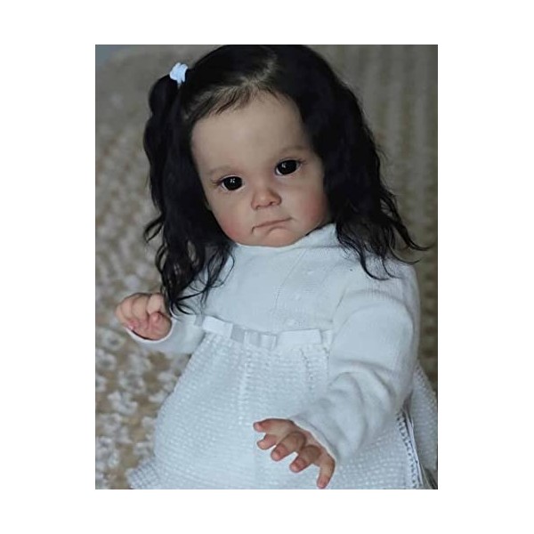 HLILY Poupée Bébé Reborn, Réalistes Nouveau-Né Reborn Baby Dolls, Qui Ressemble à Une Vraie Poupée Bébé, Yeux Ouverts Bébé Fi