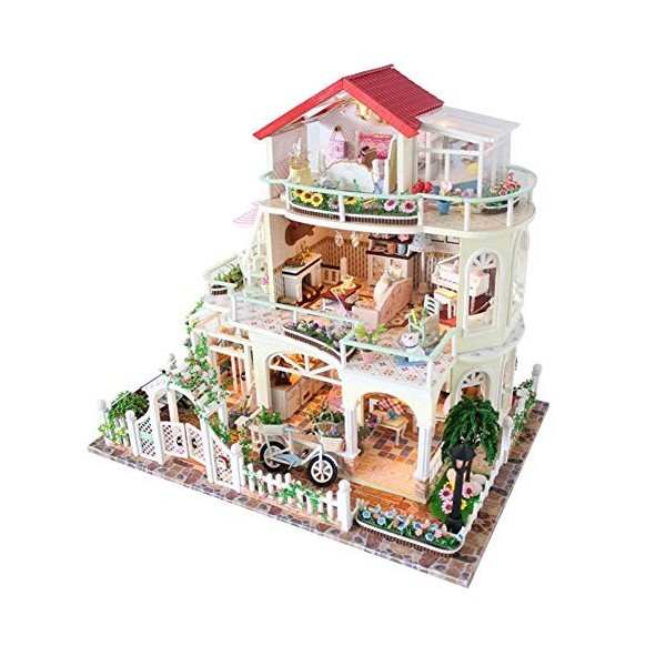 FEEE-ZC Kit de Maison de poupée Miniature avec Accessoires de Meubles Kit de Maison de poupée Moderne Maison de poupée 3D Bri