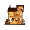 ERSD Kits faits main de maison modèle, maison de poupée de villa de vacances de thème de fleur avec des kits de maison de pou