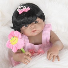 ERNZI Reborn Baby Girl Doll Vinyl Full Body, 22 inch Newborn Baby Doll with Weighted Cloth Body Realistic Dolls Toddler Baby 