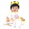 ERNZI Reborn Baby Dolls 22 inch Realistic Newborn Baby Girl Dolls African American Reborn Toddler Dolls with Yellow Clothes G