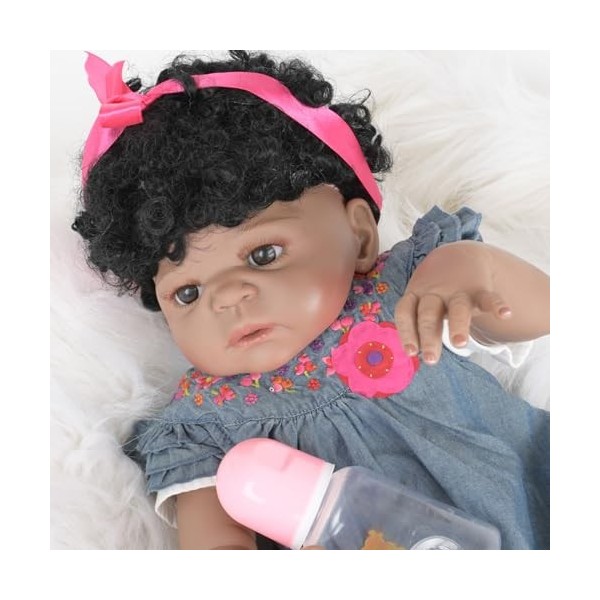 ERNZI Reborn Baby Dolls Silicone Full Body Girl 22 inch 55Cm Reborn Doll That Look Real Baby Doll Big Curly Hair Cute Toddler