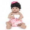 ERNZI Reborn Baby Dolls 22 inch 55Cm Full Silicone Newborn Dolls with Black Hair Open Eyes Look Real Life for Birthday Gift