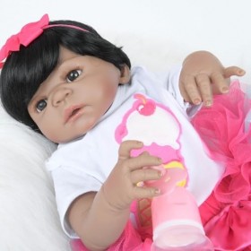 ERNZI Reborn Baby Dolls Girl - 22 inch Realistic Full Silicone Soft Body Newborn Baby Doll That Look Real, Kids Gift Box for 