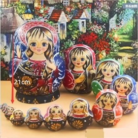 HALAHAI Poupée Russe Matriochka Noel Matryoshka Russe Poupées Gigognes Ensemble 15 Pièces Russes Empilables À La Main en Bois