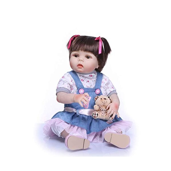 57cm Fait Main Silicone Yeux Bruns Bébé Fille Poupée Jouet Éducatif Enfants Cadeau pour Enfants,B