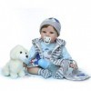 Reborn Baby Dolls, Rebirth Silicone Toddler Baby Doll Simulation Cloth Soft Feel Child Growth Gift 55 C Blue Eyes 