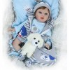 Reborn Baby Dolls, Rebirth Silicone Toddler Baby Doll Simulation Cloth Soft Feel Child Growth Gift 55 C Blue Eyes 