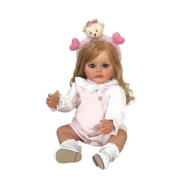 YIHANGG 55cm Corps Entier en Silicone Poupée Fille Belle Poupée Reborn 22 Pouces Réaliste Enfant en Bas âge Imperméable à le