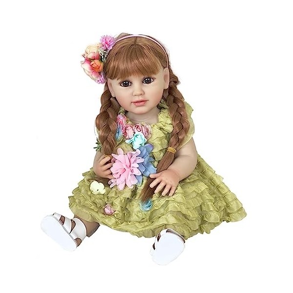 YIHANGG 55cm Corps Entier en Silicone Poupée Fille Belle Poupée Reborn 22 Pouces Réaliste Enfant en Bas âge Imperméable à le