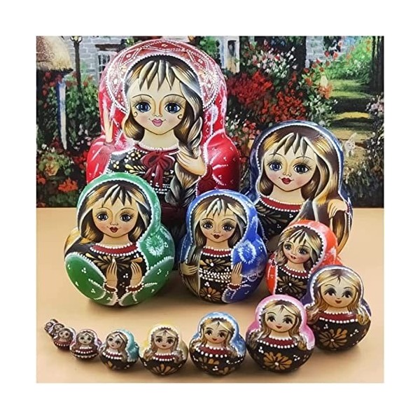 Poupée Gigogne Poupée Russe Matryoshka Russe Poupées Gigognes Ensemble 15 Pièces Russes Empilables À La Main en Bois Poupées 