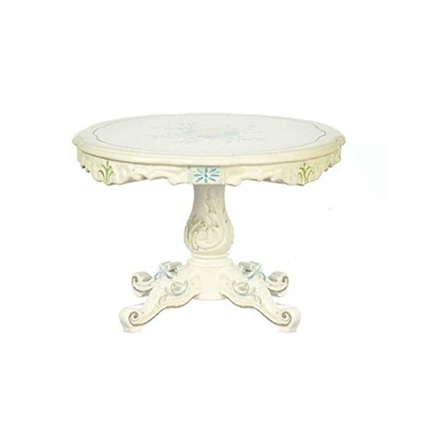 Melody Jane Maison de Poupées Main Peint Rond Blanc Table JBM Miniature Mobilier de Salle à Manger