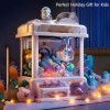 HAZARA Machine a Pince Bonbon ， Mini Machine À Griffes avec Musique et Lumières,2 Poupées Panda,25 Peluches,20 Gashapons ， Sw