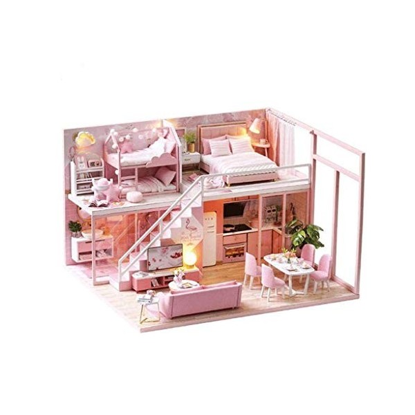 NXYDQ Maison de poupée Miniature avec des Meubles, Bricolage Maison de poupée Kit Plus étanche à la poussière et la Musique M