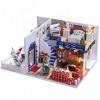 NXYDQ Maison de poupée en Bois Miniatures Bricolage Maison Kit avec Couvercle et LED Lumière Douce Soleil