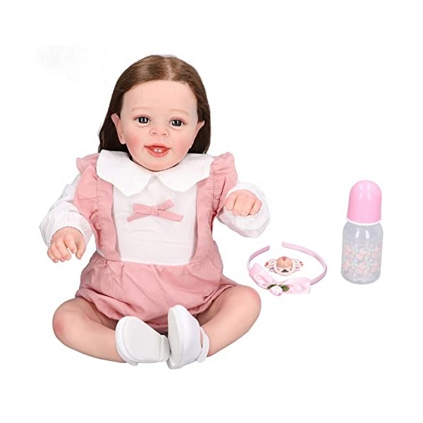 BALRAJ Poupées Bébé pour Filles, Poupée Bébé Reborn avec Cheveux Et Vêtements Bruns Enracinés, Poupées Réalistes pour Bébés F