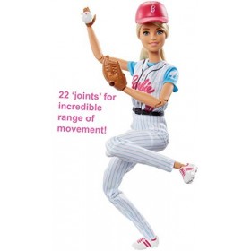 Barbie Métiers poupée articulée joueuse de baseball avec 22 points darticulations, jouet pour enfant, FRL98