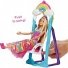 Barbie Dreamtopia poupée princesse Arc-en-Ciel avec sa balançoire, peigne amovible et figurine de chiot, jouet pour enfant, F