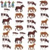 AN8706 Lot de 36 figurines danimaux de la ferme peintes à léchelle HO 1:87 chevaux vaches