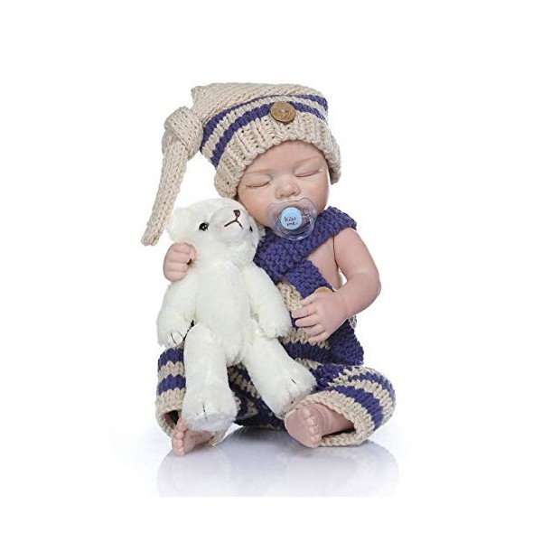 Poupées Reborn Réalistes pour Petites Filles, 18 Pouces, 49Cm, en Silicone Souple, Vraie Vie, Bébé Garçon, Cadeau pour Enfant