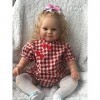 Jolie Poupée Reborn pour Tout-Petits, Cheveux Blonds, 24 Pouces, Corps en Tissu Réaliste, Nouveau-Né, Filles, Robe Cheongsam 