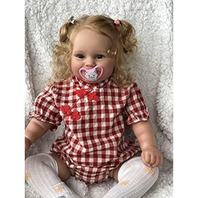 Jolie Poupée Reborn pour Tout-Petits, Cheveux Blonds, 24 Pouces, Corps en Tissu Réaliste, Nouveau-Né, Filles, Robe Cheongsam 