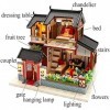 Kit De Maison De Poupée en Bois Bricolage Grande Maison De Poupée Rétro Chinoise Maisons De Poupée en Bois Chambre Villa Mini