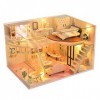 3D Miniature en Bois Maison De Poupée Puzzle Meubles Kits Creative Loft Chambre DIY Maison De Poupées Couverture Anti-Poussiè