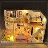 3D Miniature en Bois Maison De Poupée Puzzle Meubles Kits Creative Loft Chambre DIY Maison De Poupées Couverture Anti-Poussiè