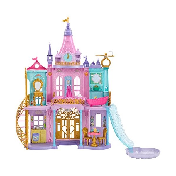 Disney Princesses Château Magique Adventures, 3 Niveaux Avec 10 Zones De Jeu, 25 Accessoires Inclus, Avec Lumières Et Sons, U