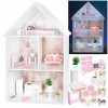 Green series Grande et Belle Maison de Poupee en Bois – Maison de Poupee, Maison en Bois, pour poupées du Type Barbie, 25 Acc