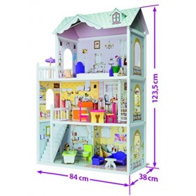 Eichhorn 100002510 – Maison de poupée en Bois Non montée 14 pièces Dimensions : 38 x 84 x 123,5 cm Coloré