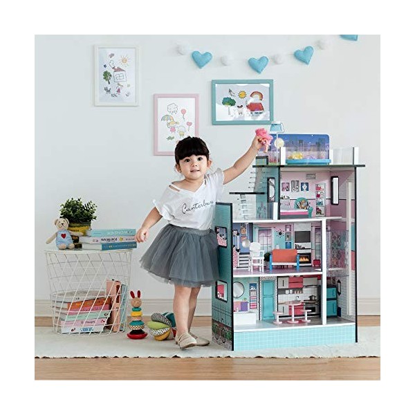 Maison de poupée Bois Enfant Fille inspirée de LOL Surprise Mini-poupée Bleu Teamson Kids TD-13111D