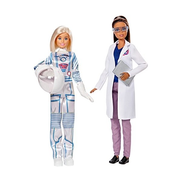 Barbie Métiers de lespace Coffret poupée astronaute et ingénieur spatial, jouet pour enfant, FCP65