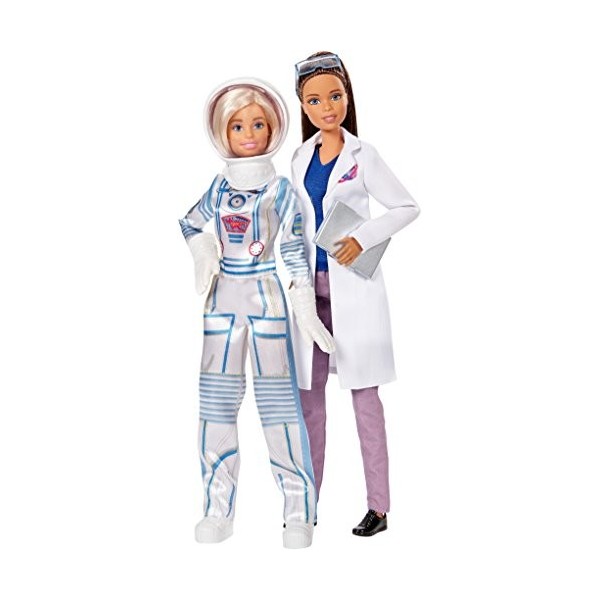 Barbie Métiers de lespace Coffret poupée astronaute et ingénieur spatial, jouet pour enfant, FCP65