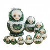 BPILOT Poupées Russes 15 Pièces Poupées Gigognes Russes Vert Mignonne Fille Bois Matryoshka Empilable Ensemble Imbriqué for E