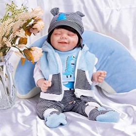 Poupées De Bébé Reborn, Poupées De Bébé Reborn Endormies en Silicone, Corps Complet, Garçon, 19 Pouces, Poupées Réalistes De 