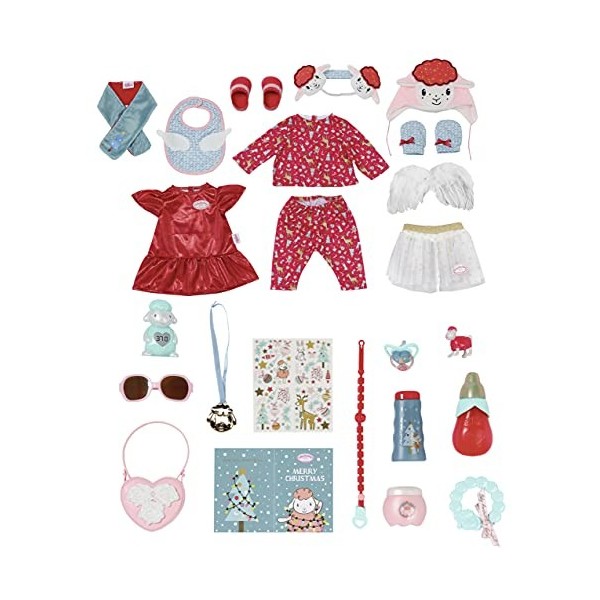 Baby Annabell Calendrier de l’Avent – Vêtements et Accessoires de Noël pour Poupées - pour les Petites Mains, Jeu Créatif Dév