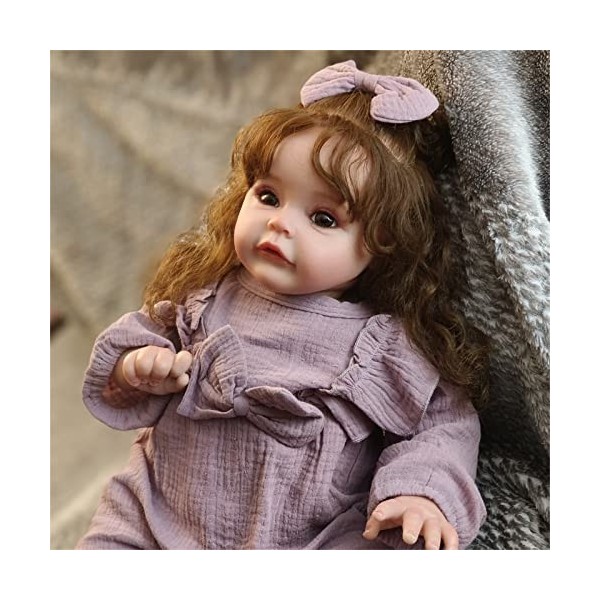 Reborn Baby Dolls 24 Pouces 60 Cm Réalistes pour Petites Filles en Silicone Souple Qui Ressemblent À De Vrais Nouveau-Nés, Po