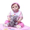 55cm Poupée Simulation Poupée Jouet Bébé Fille Poupée avec Costume Rose + Couverture + Éléphant Enfants pour Enfants,B Yeux 