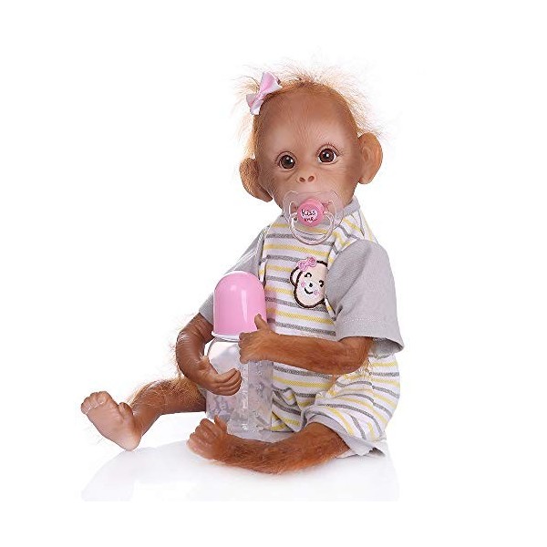 Reborn Baby Dolls 18 Pouces 45 cm Fait à la Main Nouveau-né Bébé Singe Fille Poupées Doux Silicone Vinyle Réaliste Reborn Pou