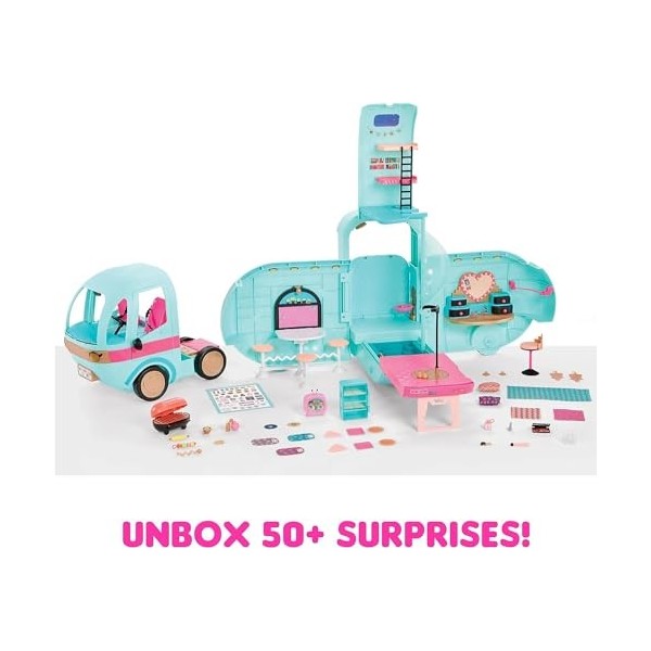 L.O.L. Surprise! OMG Glam N Go Camper avec + de 50 Surprises et Jeu 360°, avec Piscine, Toboggan Aquatique, Lits Superposés,