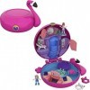 Polly Pocket Coffret Univers la Piscine du Flamant Rose avec 2 Mini-Figurines et Accessoires, Autocollants et 5 Surprises Cac