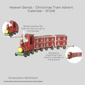 Wooden Red Christmas Advent Calendar Xmas Train Engine 3 Carriages Santa Driver by from Then to Now