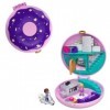 Polly Pocket Coffret Univers Soirée Pyjama Donuts, 2 mini-figurines, accessoires, autocollants et surprises cachées, jouet en