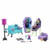 Monster High Coffret Salle des Élèves, Meubles Et Accessoires À Thème pour Maison De Poupée, 2 Animaux Et 1 Distributeur Auto