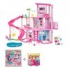 Barbie Lot Coffret Maison de Poupée Maison De Rêve HMX10 + Mini-Poupée ​Chelsea Blonde Voyage FWV20 , Design Spirale, 10 E