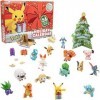 Pokémon Calendrier de lAvent 2021 pour enfants, 24 cadeaux - 16 figurines de personnages et 8 accessoires de Noël - À partir